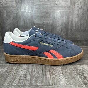 Reebok Club C Grounds UK Men Size 13 Navy Suede Red Gum Sole Retro Tennis NEW